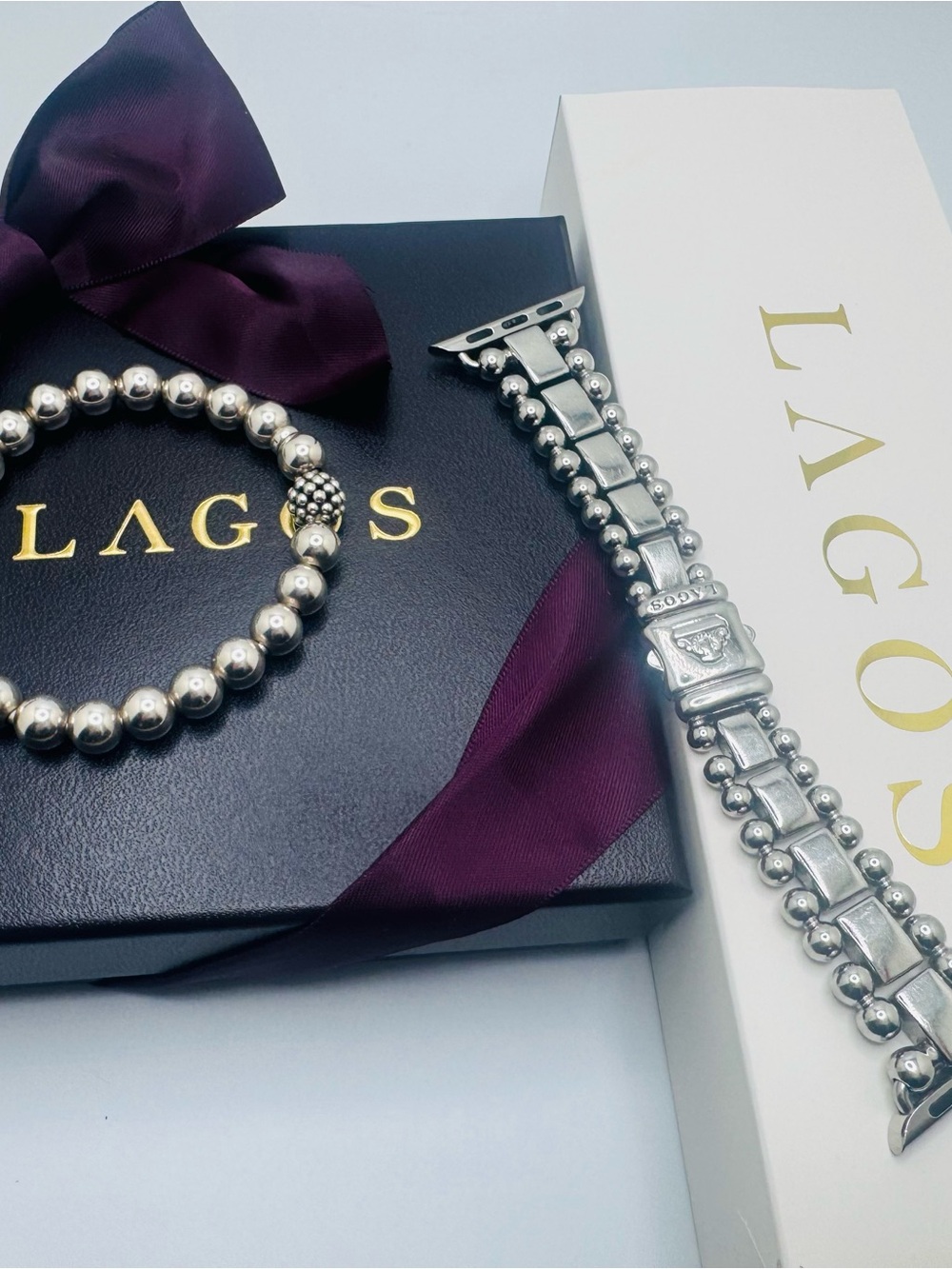 LAGOS Silver Beaded Bracelet with Silver Watch Band - Picture 3 of 7